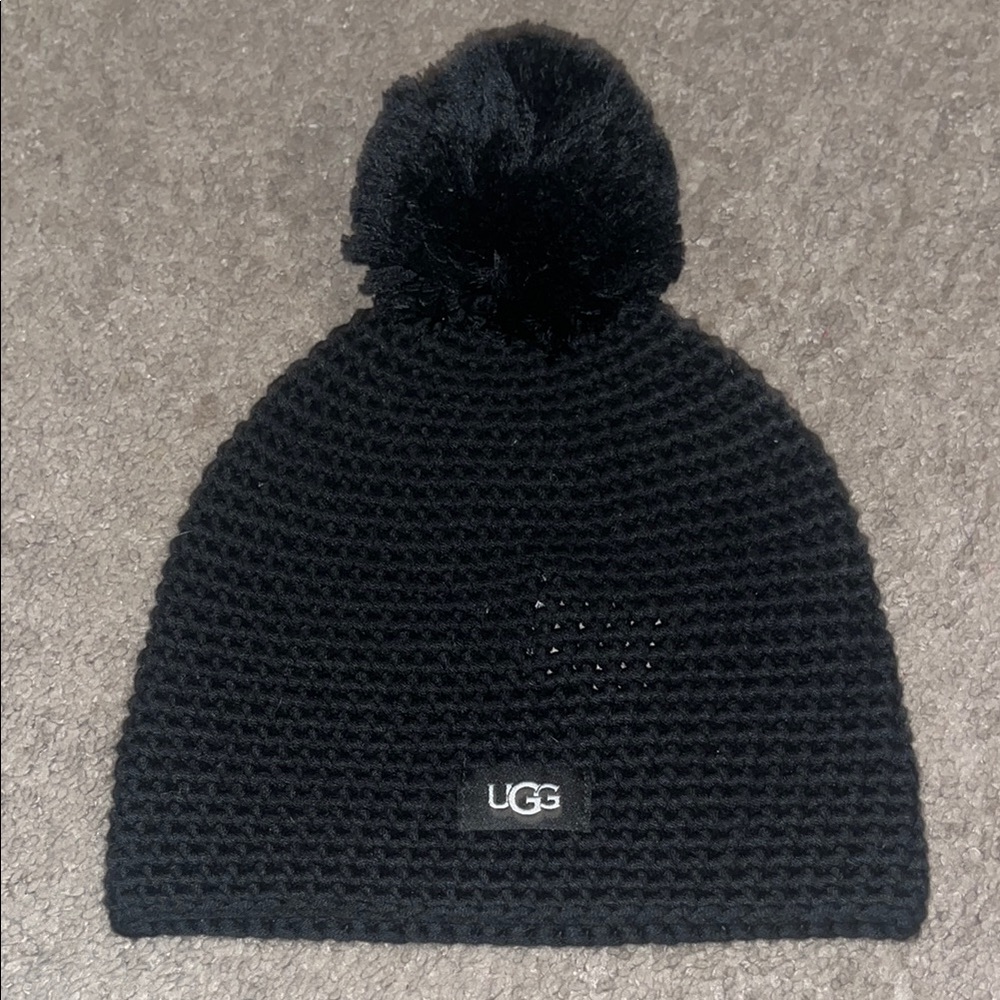 Black UGG Winter Hat w/ ball on top